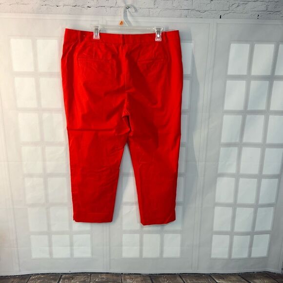 Ann Taylor Red Cotton Cropped Summer Dress Pants Size 16 - Picture 6 of 12